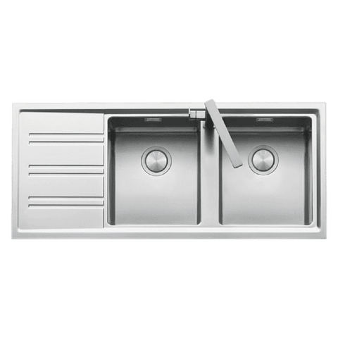 Abey Easy Sink Double Bowl 1160x500mm Topmount Right Bowl with Drainer 1 Taphole Stainless Steel EASY200R