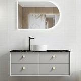 Otti Boston Wall Hung Vanity 1200mm (No Taphole) Light Grey / Empire Black Top BS1200LGST-EB-NTH