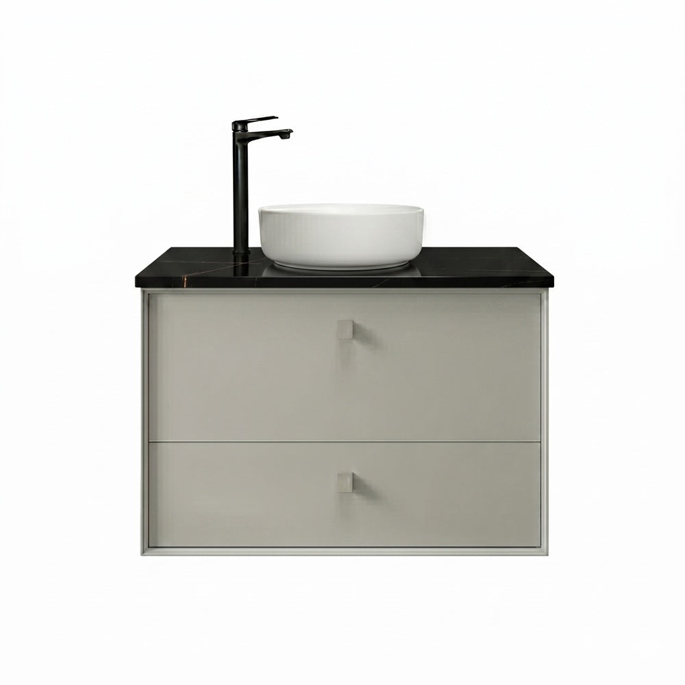 Otti Boston Wall Hung Vanity 900mm (10 O'Clock Taphole) Light Grey / Empire Black Top BS900LGST-EB-10TH