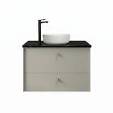 Otti Boston Wall Hung Vanity 900mm (10 O'Clock Taphole) Light Grey / Empire Black Top BS900LGST-EB-10TH