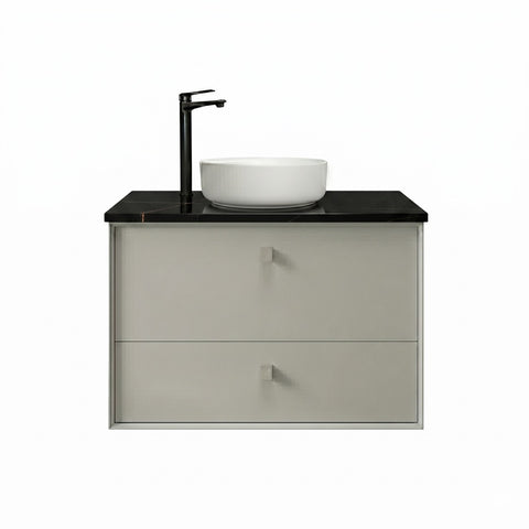 Otti Boston Wall Hung Vanity 900mm (10 O'Clock Taphole) Light Grey / Empire Black Top BS900LGST-EB-10TH