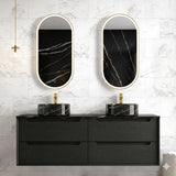Otti Byron Wall Hung Vanity 1500mm (12 O'Clock Taphole) Black Oak / Empire Black Top BY1500BST-EB-12TH