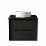 Otti Byron Wall Hung Vanity 600mm (2 O'Clock Taphole) Black Oak / Empire Black Top BY600BST-EB-2TH