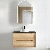 Otti Byron Wall Hung Vanity 750mm (No Taphole) Natural Oak / Empire Black Top BY750NST-EB-NTH