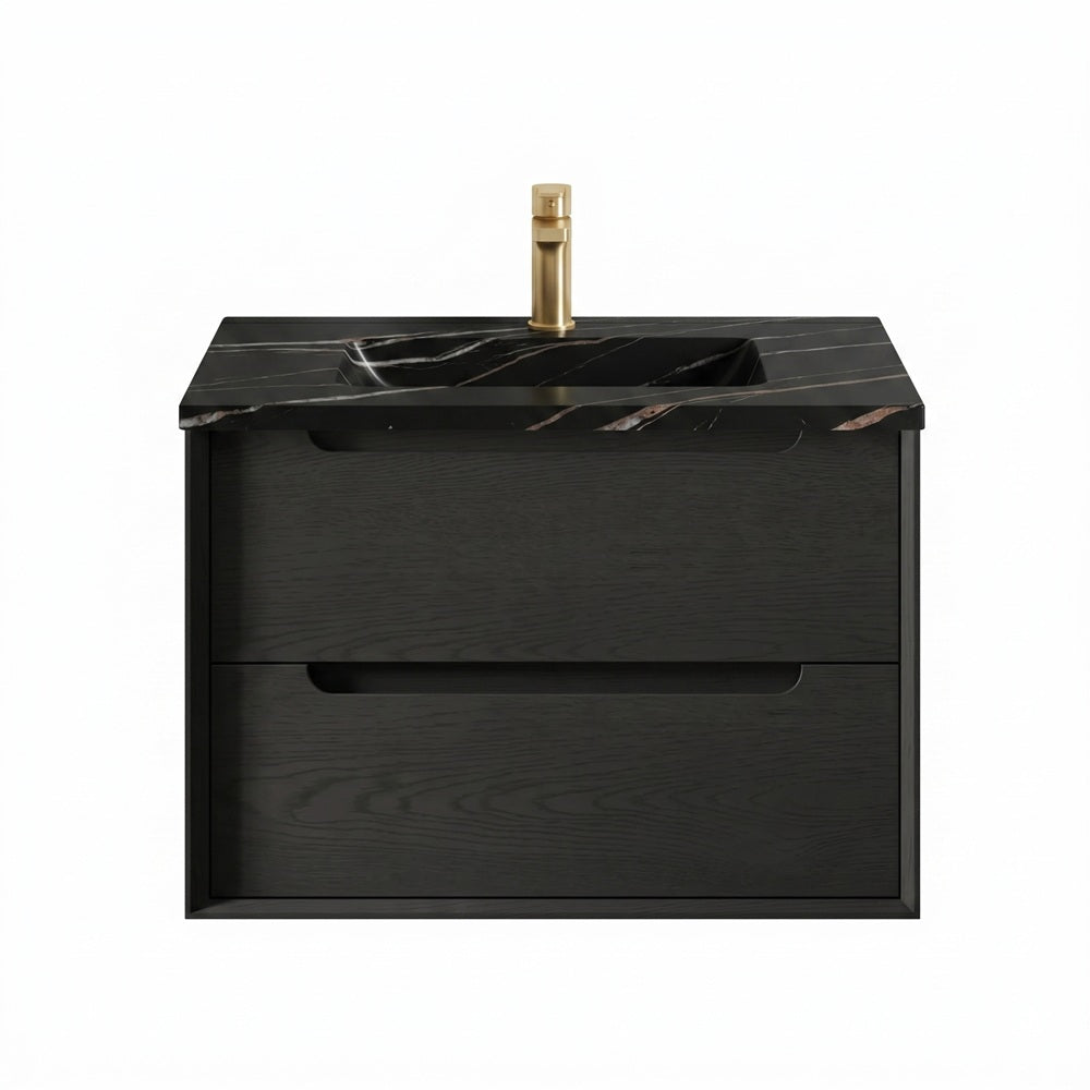 Otti Byron Wall Hung Vanity 600mm w/ Undermount Basin Black Oak / Empire Black Top BY600BST-EB-UB