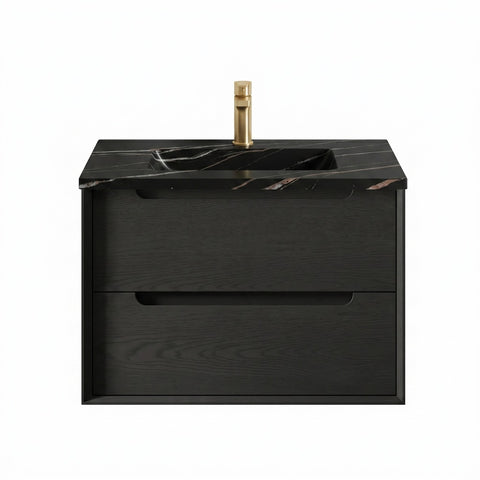 Otti Byron Wall Hung Vanity 750mm w/ Undermount Basin Black Oak / Empire Black Top BY750BST-EB-UB