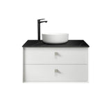 Otti Boston Wall Hung Vanity 900mm (10 O'Clock Taphole) Satin White / Empire Black Top BS900WST-EB-10TH