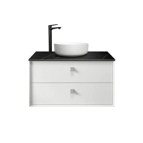 Otti Boston Wall Hung Vanity 900mm (10 O'Clock Taphole) Satin White / Empire Black Top BS900WST-EB-10TH