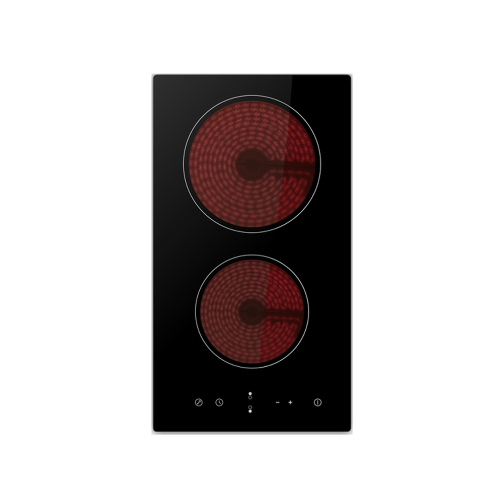 Euro Appliances Electric Cooktop Touch Control 30cm 2 Zone Black Glass ECT32C2