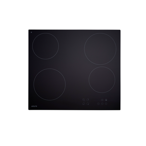 Euro Appliances Electric Cooktop Touch Control 60cm 4 Zone Black Glass ECT600ACG