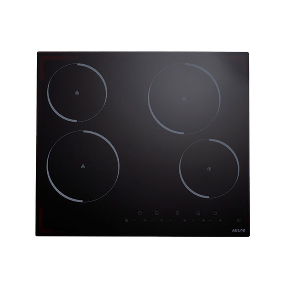 Euro Appliances Electric Cooktop Touch Control 60cm 4 Zone Double Relay Black Glass ECT600C42
