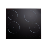 Euro Appliances Electric Cooktop Touch Control 60cm 4 Zone Double Relay Black Glass ECT600C42