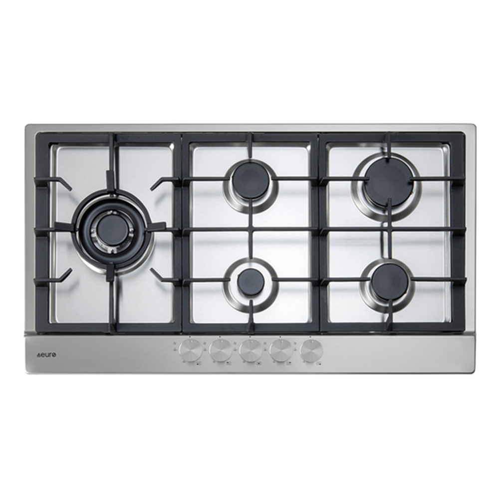 Euro Appliances Gas Cooktop Left Hand Wok 90cm Stainless Steel ECT900GX3