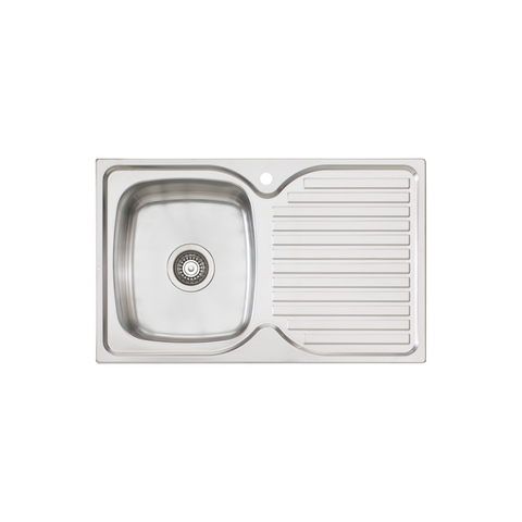 Oliveri Endeavour Single Bowl Sink & Drainer 770mm Topmount (Left Hand Bowl) Stainless Steel EE21