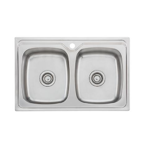 Oliveri Endeavour Double Bowl Universal Sink 775mm Topmount Stainless Steel EE23TU