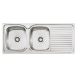 Oliveri Endeavour Double Bowl Sink & Drainer 1135mm Topmount (Left Hand Bowl) Stainless Steel EE71