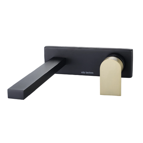 Vito Bertoni Eeva Wall Basin / Bath Set 220mm w/ Backplate Matte Black/Brass 31339WS6