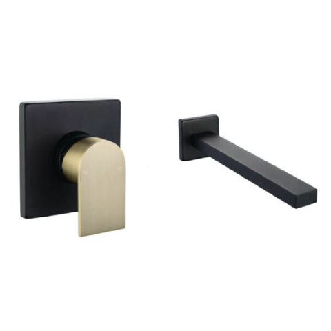 Vito Bertoni Eeva Wall Basin / Bath Set 220mm Matte Black/Brass 31338WS6