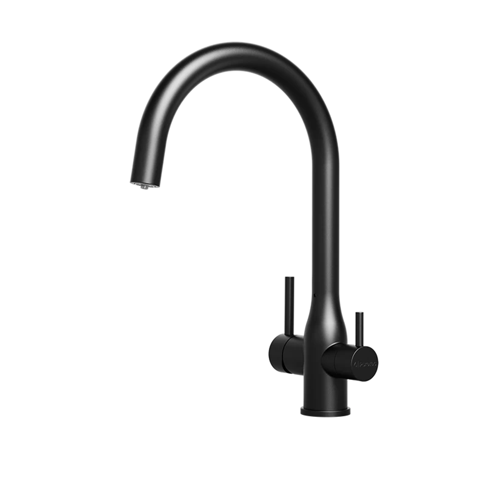 Puretec Tripla Elite 3 in 1 Gooseneck Mixer Tap Matte Black ELITE-10MB-LF