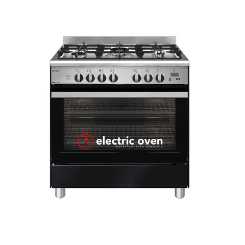 Emilia Freestanding Oven 80cm Dual Fuel cooker, 5 Gas burners, Electric Oven Black EM865GEN