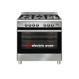 Emilia Freestanding Oven 80cm Dual Fuel cooker, 5 gas burners, Electric Oven Stainless Steel EM865GE