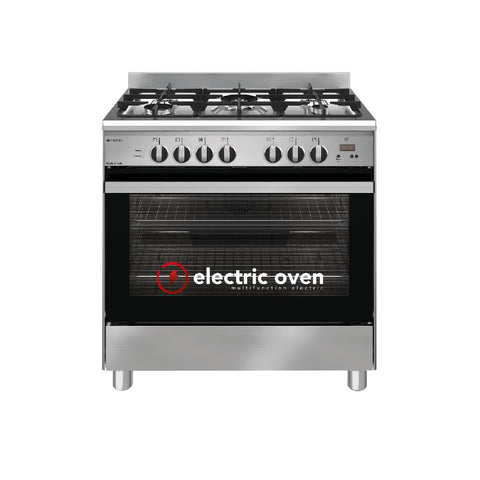 Emilia Freestanding Oven 80cm Dual Fuel cooker, 5 gas burners, Electric Oven Stainless Steel EM865GE