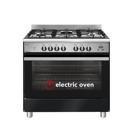 Emilia Freestanding Oven 90cm Dual Fuel cooker, 5 Gas burners, Electric Oven Black EM965GEN