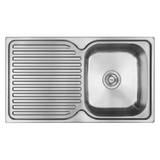 Abey Entry Sink Single Bowl 840x480mm Topmount Right Bowl 1 Taphole with Drainer EN100R