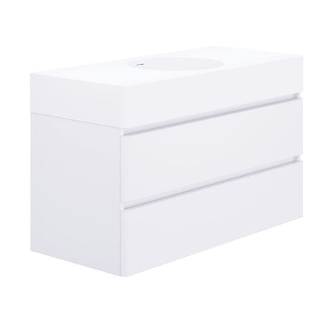 Fienza Encanto Wall Hung Vanity w/ Centre Bowl Basin 1000x450x610mm White EN100WC