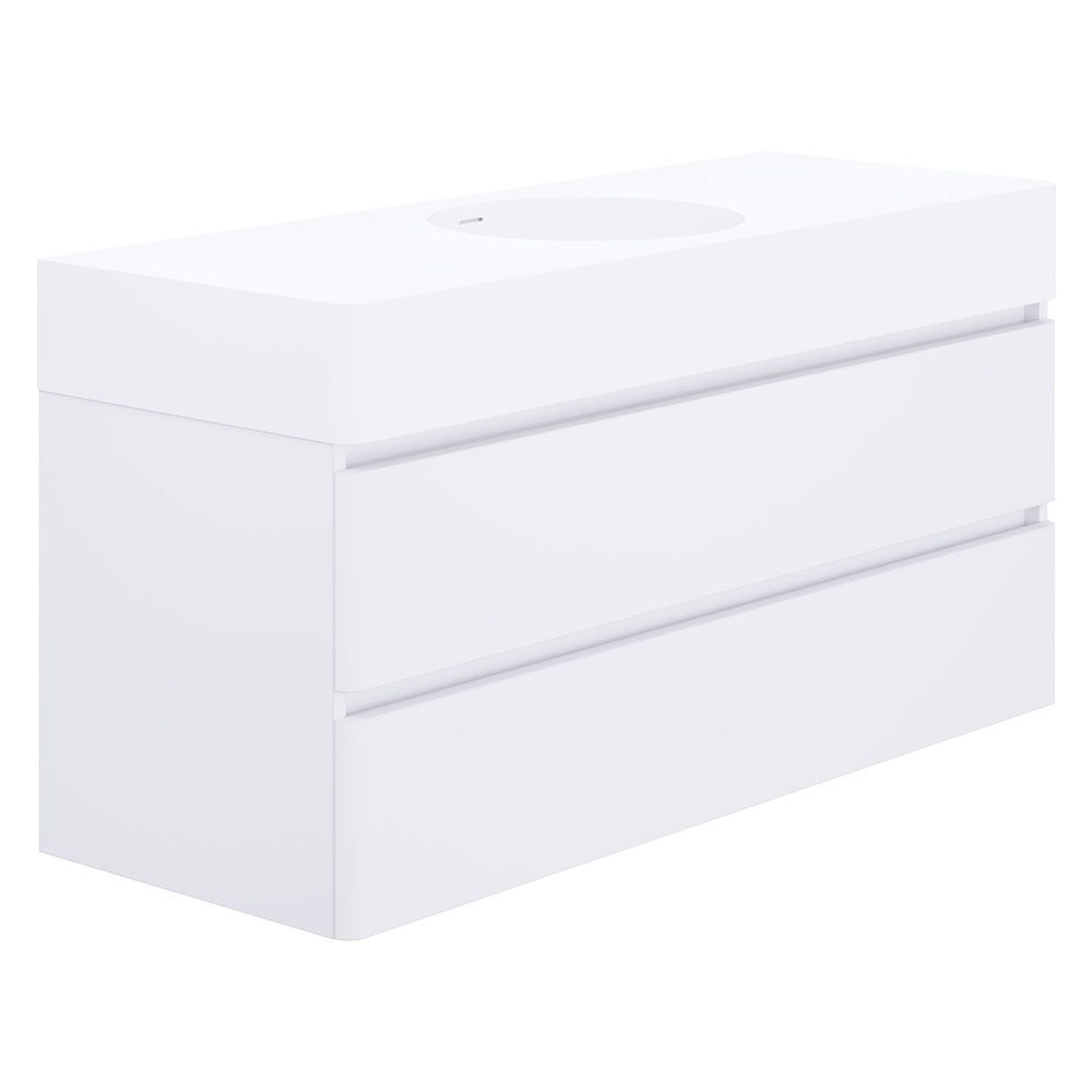 Fienza Encanto Wall Hung Vanity w/ Centre Bowl Basin 1200x450x610mm White EN120WC
