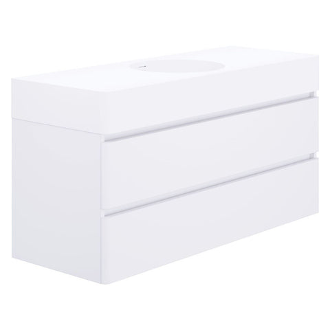 Fienza Encanto Wall Hung Vanity w/ Centre Bowl Basin 1200x450x610mm White EN120WC