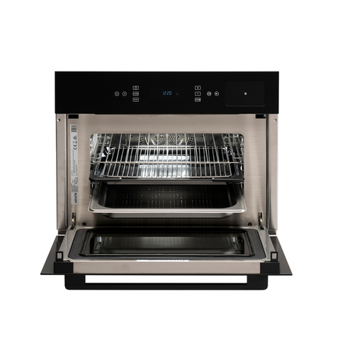 Euro Appliances Combi 3-In1 Steam Oven & Microwave Touch Control 45cm Black Glass/Black Handle EO45SMWBL2