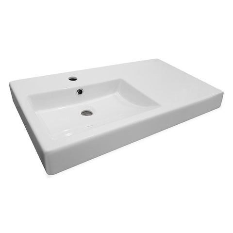 Argent Evo Asymmetric Basin Left Hand Bowl 750x460mm (1 Tap Hole) (Trap Cover) White EV31MUL01TB