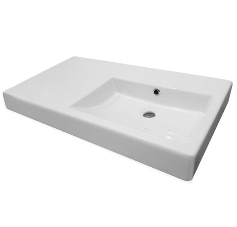 Argent Evo Asymmetric Basin Right Hand Bowl 750x460mm (1 Tap Hole) (Trap Cover) White EV35MUL01TB