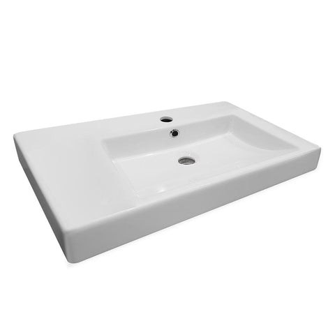 Argent Evo Asymmetric Above Counter Basin 750mm Right Hand Bowl (No Taphole) White EV35MUL00