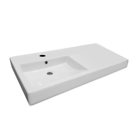 Argent Evo Asymmetric Basin Left Hand Bowl 900x460mm (1 Tap Hole) (Trap Cover) White EV36MUL01TB