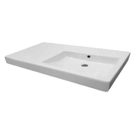 Argent Evo Asymmetric Basin Right Hand Bowl 900x460mm (1 Tap Hole) (Trap Cover) White EV37MUL01TB