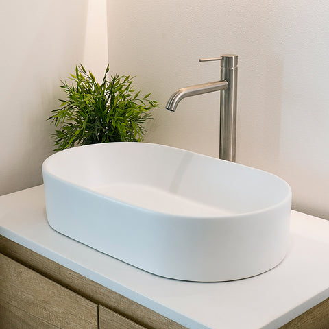 Amelie Deauville Above Counter Pill Basin 520x300x115mm (No Overflow) Gloss White BDOKIN520AVB