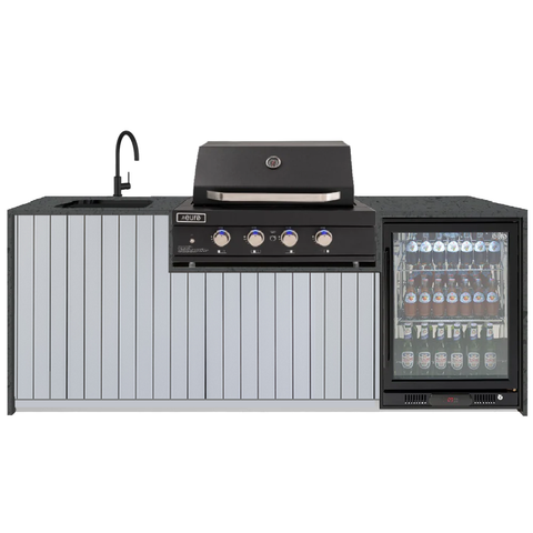 Euro Alfresco Outdoor Kitchen Kiera 2.4m long Hampton Cabinetry/20mm Sparkling Grey Stone Benchtop Free Assembly, Check & Measure* Kiera28