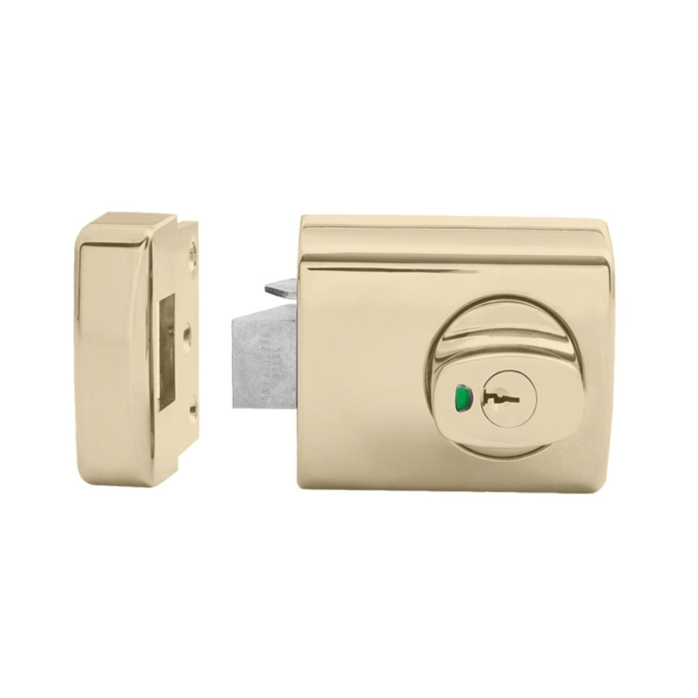 Lockwood 001 with Knob Timber Frame Strike Everbrass 001-1K1EVB