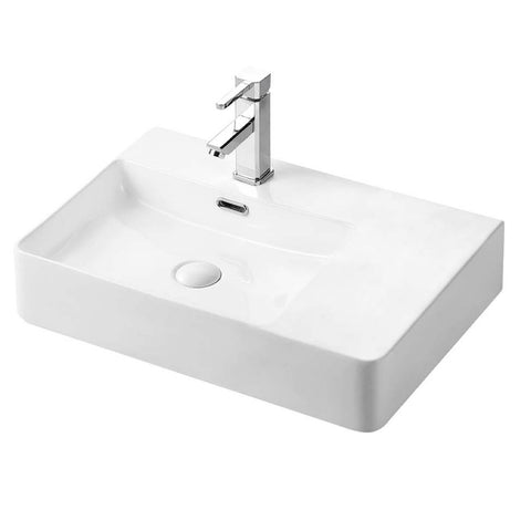 Argent EvoCare Asymetric Above Counter Basin 605mm Left Hand Bowl (1 Taphole) White LT2223L01