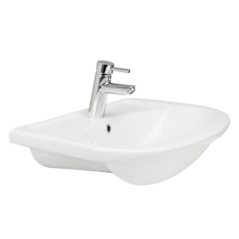 Argent Azure Semi Recessed Basin 580mm (1 Taphole) White FC06TUL01