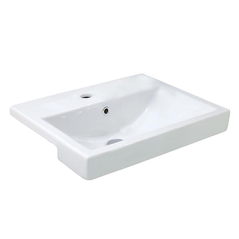 Argent Zen Semi Recessed Basin 550mm (1 Tap Hole & Left Soap Dispenser) White FC11TUL01SDL