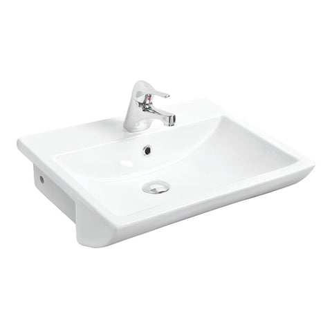 Argent Mode Semi Recessed Basin 550mm (1 Tap Hole & Left Soap Dispenser) White FC14TUL01SDL