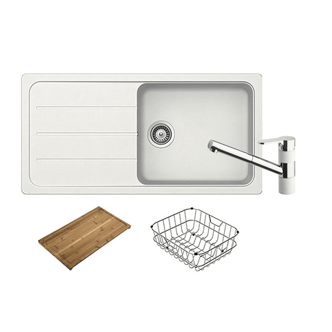 Abey Formhaus Sink Package Single Bowl Topmount (Inc. Pullout Mixer, Drainer, Chopping Board) Alpina FD100LWT2 (FD100LW & 400710A)