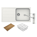 Abey Formhaus Sink Package Single Bowl Topmount (Inc. Mixer, Drainer, Chopping Board) 1000x500mm Alpina FD100LWT (FD100LW & 400456)