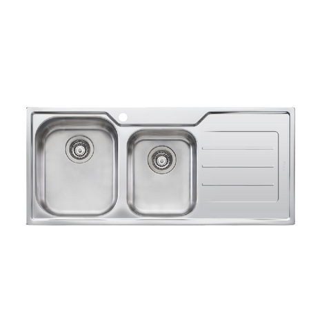 Oliveri Flinders 1 & 3/4 Bowl Sink & Drainer 1060mm (Left Hand Bowl) Topmount Stainless Steel FL111