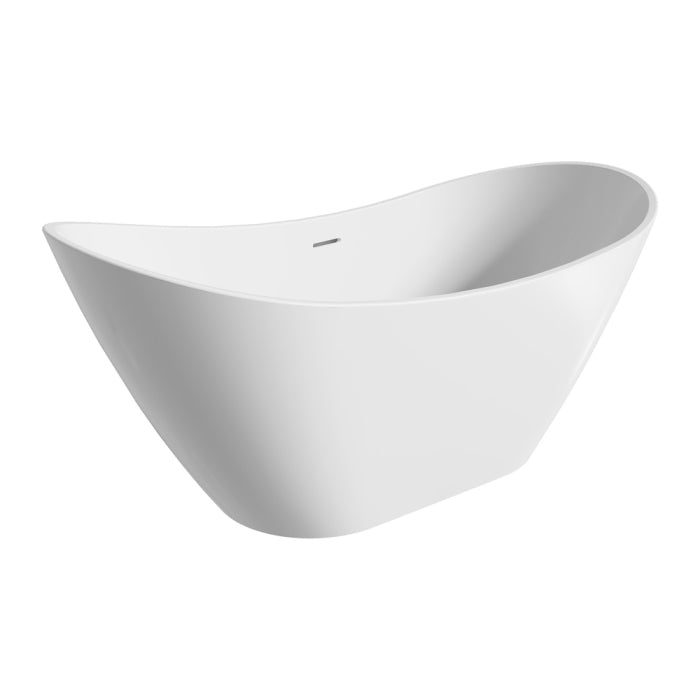 Fienza Paola Freestanding Acrylic Bath w/ Overflow 1500mm Gloss White FR11-1500-OF