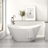 Fienza Paola Freestanding Acrylic Bath w/ Overflow 1500mm Gloss White FR11-1500-OF