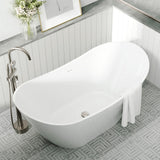 Fienza Paola Freestanding Acrylic Bath w/ Overflow 1500mm Gloss White FR11-1500-OF